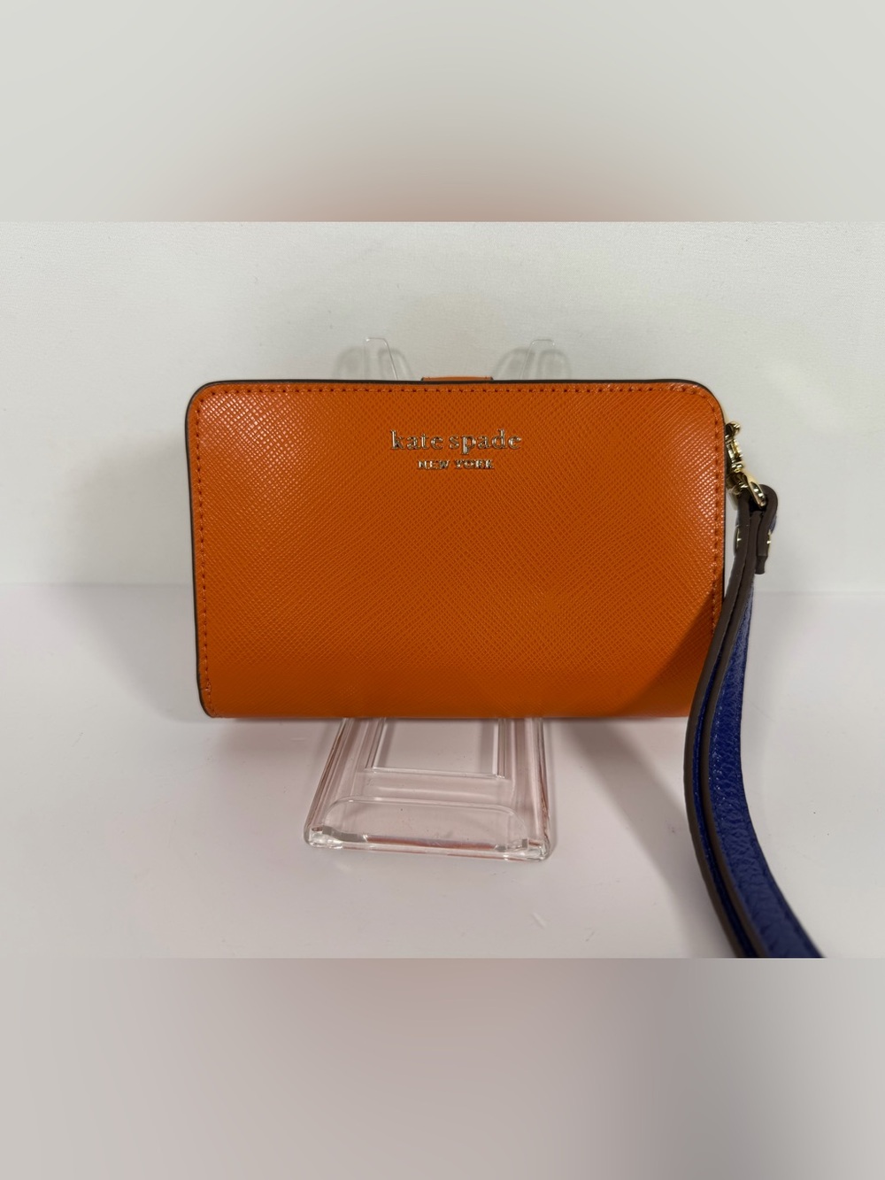 2155: Kate Spade New York Orange Saffiano Leather Wristlet Wallet
